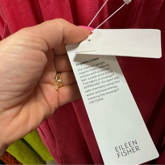 EILEEN FISHER Organic Linen Mid Cami Dress Sundress Sz Medium Geranium Pink NWT - Picture 9 of 9